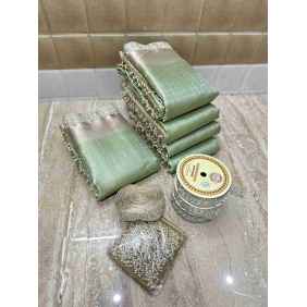 Light Pista Green lace work silk 