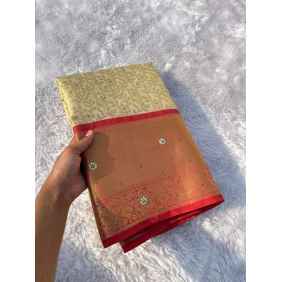 Light cream stone work banarasi tissue 