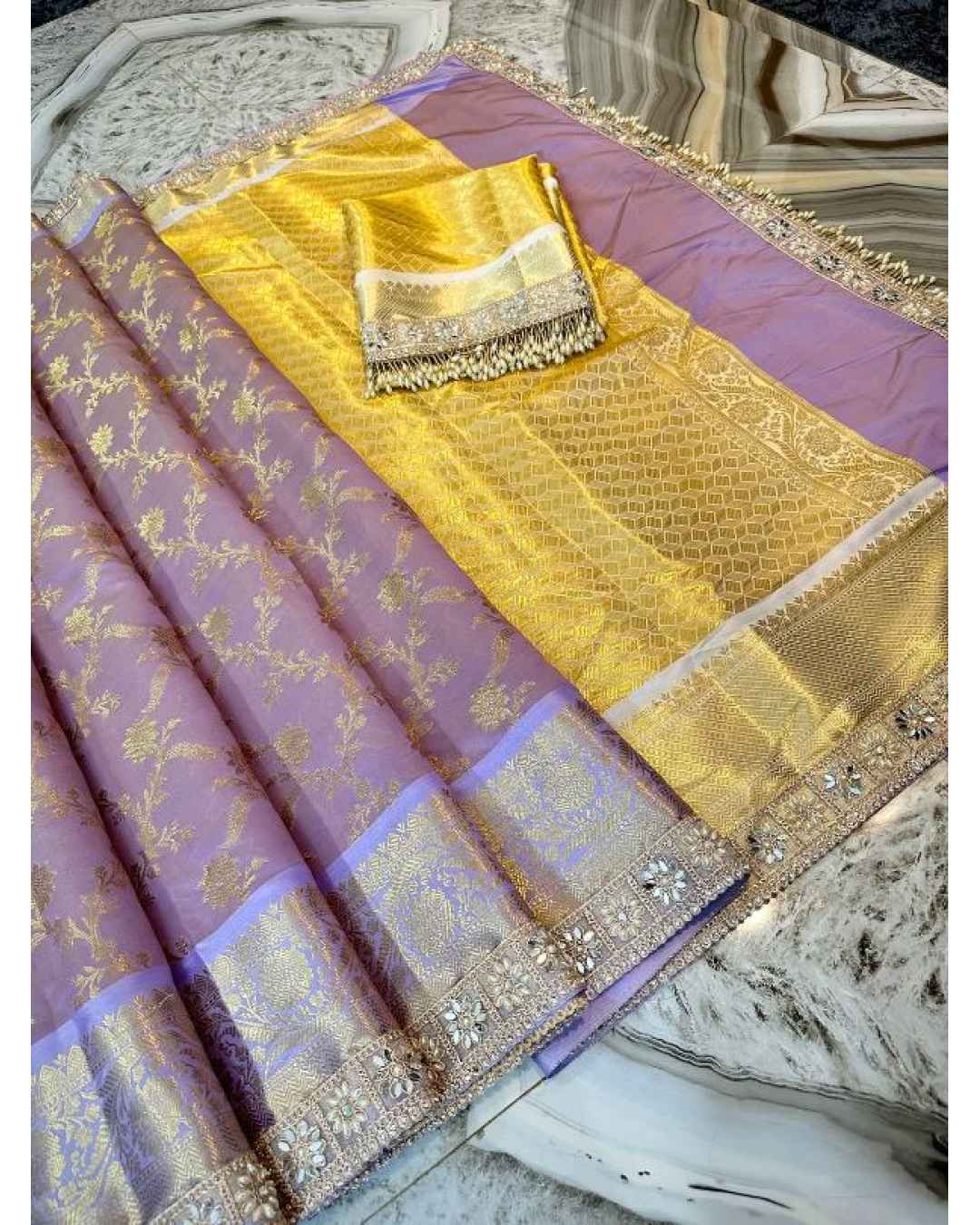Most wanted lavender colour lace work silk Most wanted lavender colour lace work silk