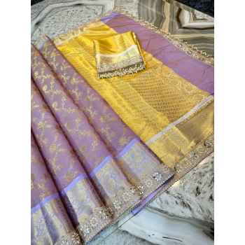 Most wanted lavender colour lace work silk Most wanted lavender colour lace work silk